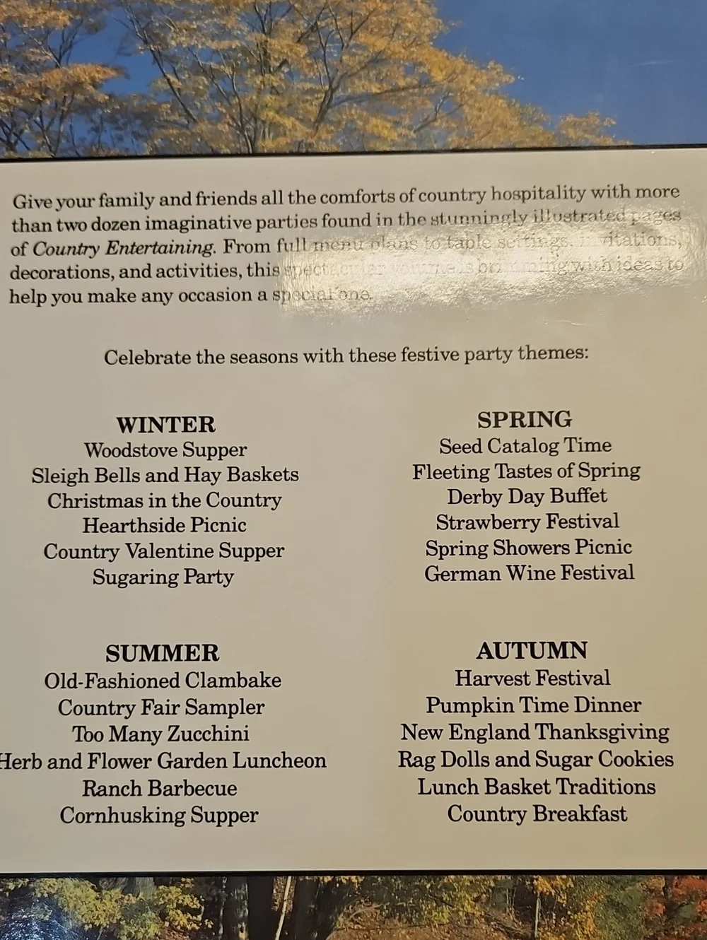 Country Entertaining Cookbook Bonnie Tandy Leblanc 144 Pages